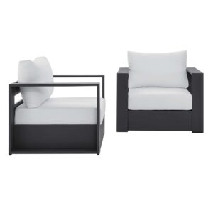 Tahoe Outdoor Patio Powder-Coated Aluminum 2-Piece Armchair Set By Modway - EEI-5751 - Gray White