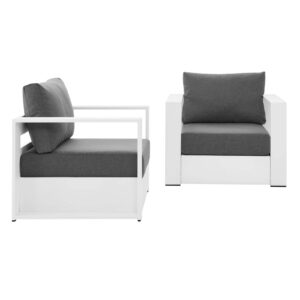 Tahoe Outdoor Patio Powder-Coated Aluminum 2-Piece Armchair Set By Modway - EEI-5751 - White Charcoal