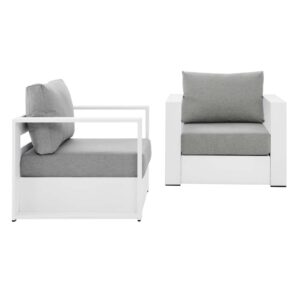 Tahoe Outdoor Patio Powder-Coated Aluminum 2-Piece Armchair Set By Modway - EEI-5751 - White Gray