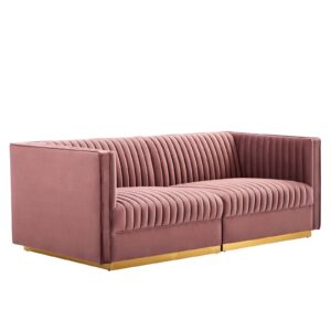 Sanguine Channel Tufted Performance Velvet Modular Sectional Sofa Loveseat By Modway - EEI-5824 - Dusty Rose