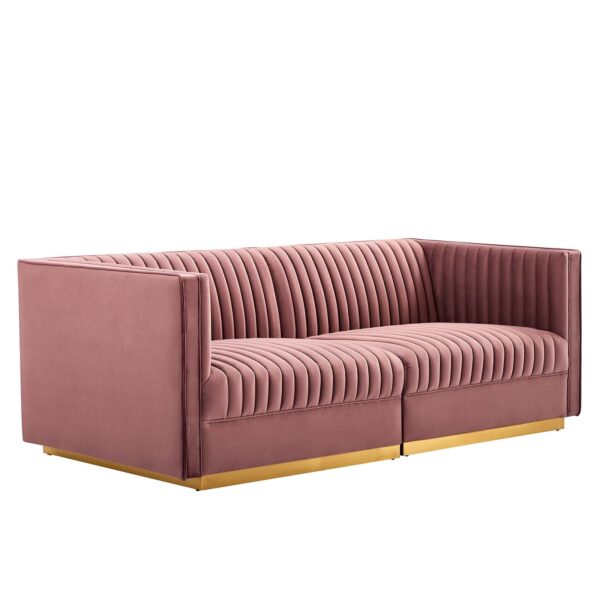 Sanguine Channel Tufted Performance Velvet Modular Sectional Sofa Loveseat By Modway - EEI-5824 - Dusty Rose