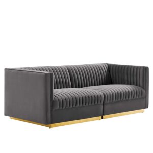 Sanguine Channel Tufted Performance Velvet Modular Sectional Sofa Loveseat By Modway - EEI-5824 - Gray