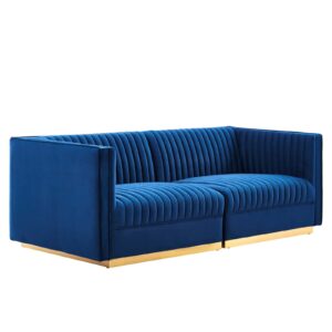 Sanguine Channel Tufted Performance Velvet Modular Sectional Sofa Loveseat By Modway - EEI-5824 - Navy