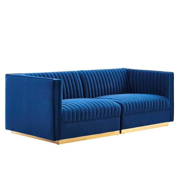 Sanguine Channel Tufted Performance Velvet Modular Sectional Sofa Loveseat By Modway - EEI-5824 - Navy