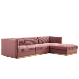 Sanguine Channel Tufted Performance Velvet 4-Piece Modular Sectional Sofa By Modway - EEI-5826 - Dusty Rose