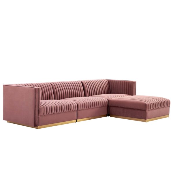 Sanguine Channel Tufted Performance Velvet 4-Piece Modular Sectional Sofa By Modway - EEI-5826 - Dusty Rose