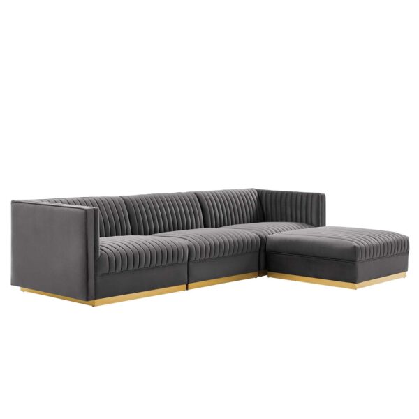 Sanguine Channel Tufted Performance Velvet 4-Piece Modular Sectional Sofa By Modway - EEI-5826 - Gray