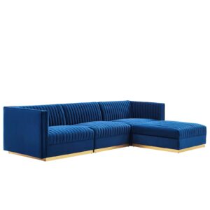 Sanguine Channel Tufted Performance Velvet 4-Piece Modular Sectional Sofa By Modway - EEI-5826 - Navy
