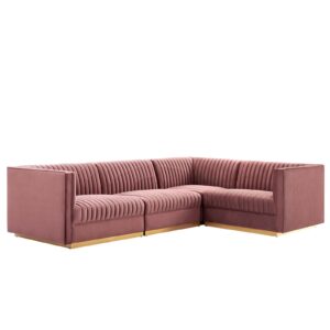 Sanguine Channel Tufted Performance Velvet 4-Piece Right-Facing Modular Sectional Sofa By Modway - EEI-5829 - Dusty Rose