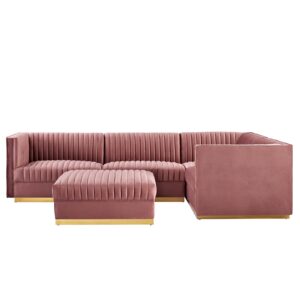 Sanguine Channel Tufted Performance Velvet 5-Piece Right-Facing Modular Sectional Sofa By Modway - EEI-5831 - Dusty Rose