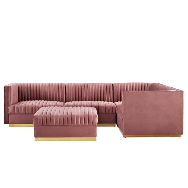 Sanguine Channel Tufted Performance Velvet 5-Piece Right-Facing Modular Sectional Sofa By Modway - EEI-5831 - Dusty Rose