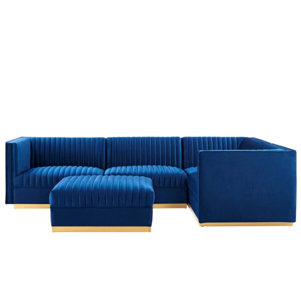 Sanguine Channel Tufted Performance Velvet 5-Piece Right-Facing Modular Sectional Sofa By Modway - EEI-5831 - Navy