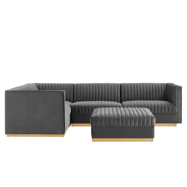 Sanguine Channel Tufted Performance Velvet 5-Piece Left-Facing Modular Sectional Sofa By Modway - EEI-5832 - Gray