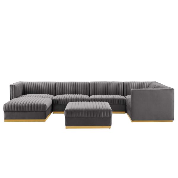 Sanguine Channel Tufted Performance Velvet 7-Piece Right-Facing Modular Sectional Sofa By Modway - EEI-5839 - Gray