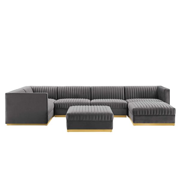 Sanguine Channel Tufted Performance Velvet 7-Piece Left-Facing Modular Sectional Sofa By Modway - EEI-5840 - Gray