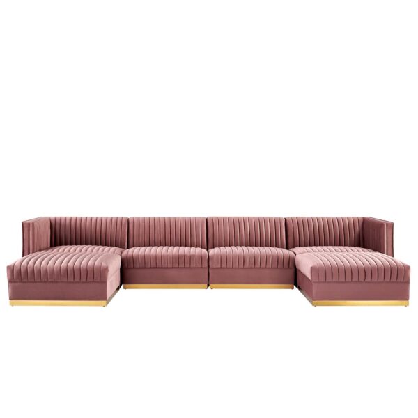 Sanguine Channel Tufted Performance Velvet 6-Piece Modular Sectional Sofa By Modway - EEI-5841 - Dusty Rose