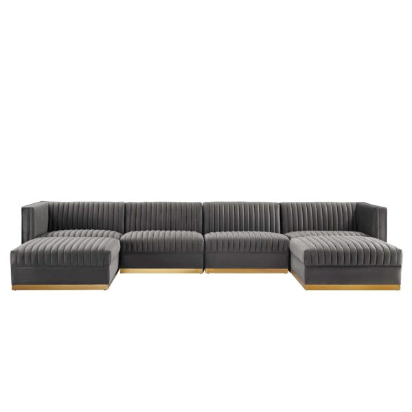 Sanguine Channel Tufted Performance Velvet 6-Piece Modular Sectional Sofa By Modway - EEI-5841 - Gray