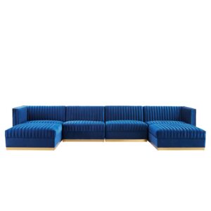 Sanguine Channel Tufted Performance Velvet 6-Piece Modular Sectional Sofa By Modway - EEI-5841 - Navy