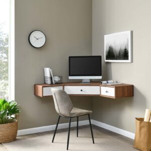 Transmit 47" Wall Mount Corner Walnut Office Desk By Modway - EEI-5862
