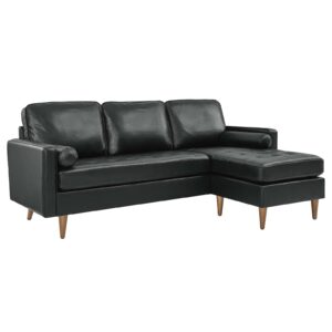 Valour 78" Leather Apartment Sectional Sofa By Modway - EEI-5872 - Black