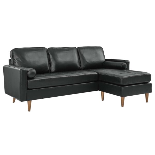 Valour 78" Leather Apartment Sectional Sofa By Modway - EEI-5872 - Black