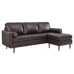 Valour 78" Leather Apartment Sectional Sofa By Modway - EEI-5872 - Brown