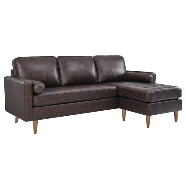 Valour 78" Leather Apartment Sectional Sofa By Modway - EEI-5872 - Brown