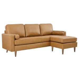 Valour 78" Leather Apartment Sectional Sofa By Modway - EEI-5872 - Tan