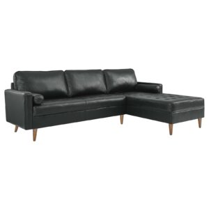 Valour 98" Leather Sectional Sofa By Modway - EEI-5873 - Black