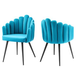 Vanguard Performance Velvet Dining Chair Set of 2 By Modway - EEI-6028 - Black Blue