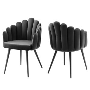 Vanguard Performance Velvet Dining Chair Set of 2 By Modway - EEI-6028 - Black Charcoal