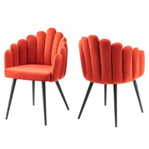 Vanguard Performance Velvet Dining Chair Set of 2 By Modway - EEI-6028 - Black Orange
