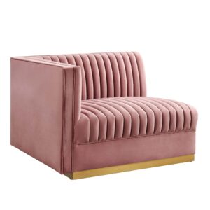 Sanguine Channel Tufted Performance Velvet Modular Sectional Sofa Left-Arm Chair By Modway - EEI-6031 - Dusty Rose