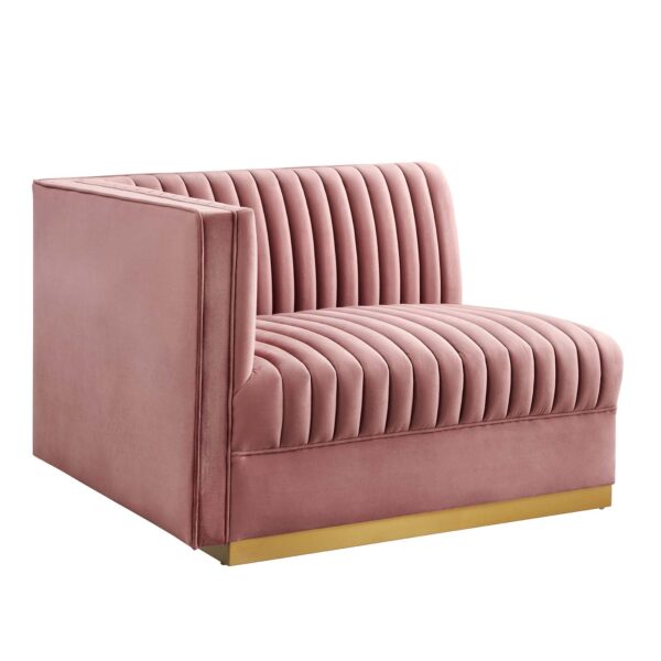 Sanguine Channel Tufted Performance Velvet Modular Sectional Sofa Left-Arm Chair By Modway - EEI-6031 - Dusty Rose