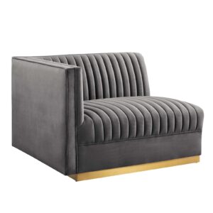 Sanguine Channel Tufted Performance Velvet Modular Sectional Sofa Left-Arm Chair By Modway - EEI-6031 - Gray