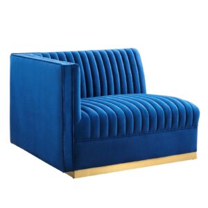 Sanguine Channel Tufted Performance Velvet Modular Sectional Sofa Left-Arm Chair By Modway - EEI-6031 - Navy