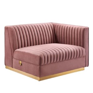 Sanguine Channel Tufted Performance Velvet Modular Sectional Sofa Right-Arm Chair By Modway - EEI-6032 - Dusty Rose