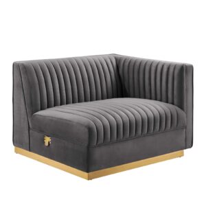 Sanguine Channel Tufted Performance Velvet Modular Sectional Sofa Right-Arm Chair By Modway - EEI-6032 - Gray