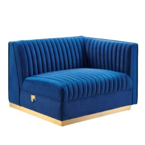Sanguine Channel Tufted Performance Velvet Modular Sectional Sofa Right-Arm Chair By Modway - EEI-6032 - Navy Blue