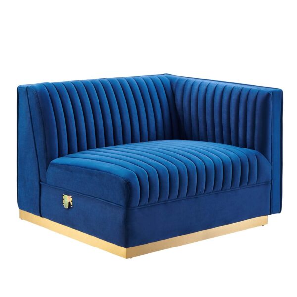 Sanguine Channel Tufted Performance Velvet Modular Sectional Sofa Right-Arm Chair By Modway - EEI-6032 - Navy Blue