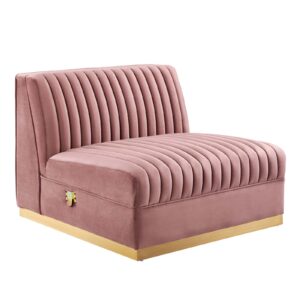 Sanguine Channel Tufted Performance Velvet Modular Sectional Sofa Armless Chair By Modway - EEI-6033 - Dusty Rose