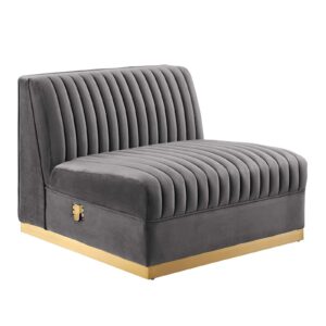 Sanguine Channel Tufted Performance Velvet Modular Sectional Sofa Armless Chair By Modway - EEI-6033 - Gray