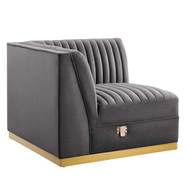 Sanguine Channel Tufted Performance Velvet Modular Sectional Sofa Left Corner Chair By Modway - EEI-6034 - Gray