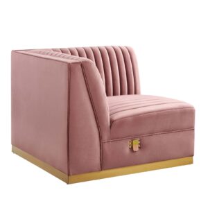 Sanguine Channel Tufted Performance Velvet Modular Sectional Sofa Right Corner Chair By Modway - EEI-6035 - Dusty Rose