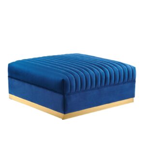 Sanguine Channel Tufted Performance Velvet Modular Sectional Sofa Ottoman By Modway - EEI-6036 - Navy