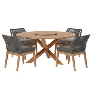Wellspring 5-Piece Outdoor Patio Teak Wood Dining Set By Modway - EEI-6118 - Gray Graphite