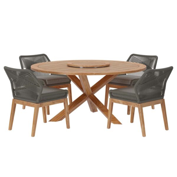 Wellspring 5-Piece Outdoor Patio Teak Wood Dining Set By Modway - EEI-6118 - Gray Graphite