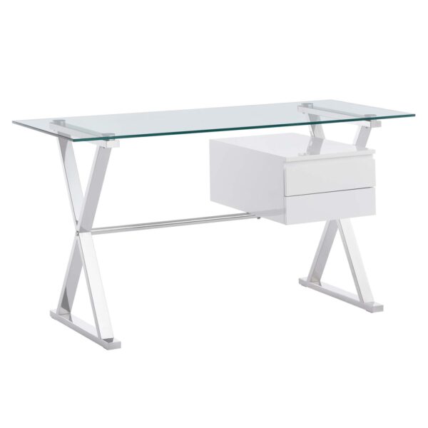 Sector 56" Glass Top Glass Office Desk By Modway - EEI-6225