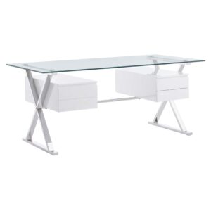 Sector 71" Glass Top Glass Office Desk By Modway - EEI-6226