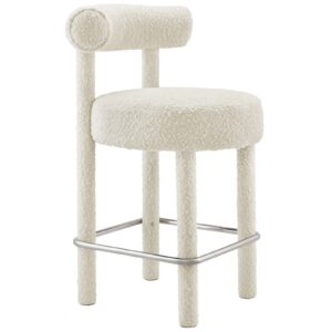 Toulouse Boucle Fabric Counter Stool By Modway - EEI-6383 - Ivory Silver